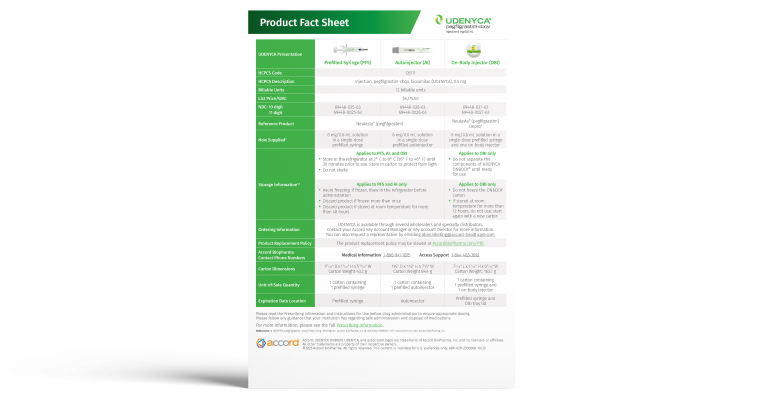 UDENYCA Product Fact Sheet