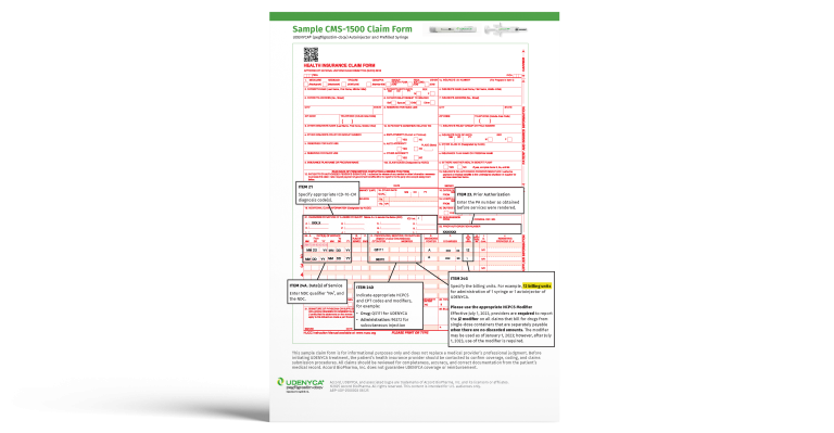 UDENYCA Sample Claim Form 1500