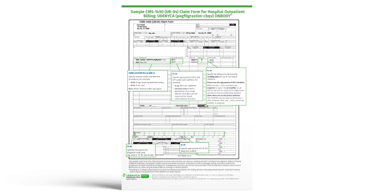 UDENYCA ONBODY Sample Coding Claim Form 1450