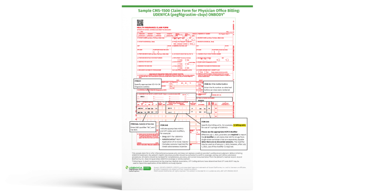 UDENYCA ONBODY Sample Coding Claim Form 1500